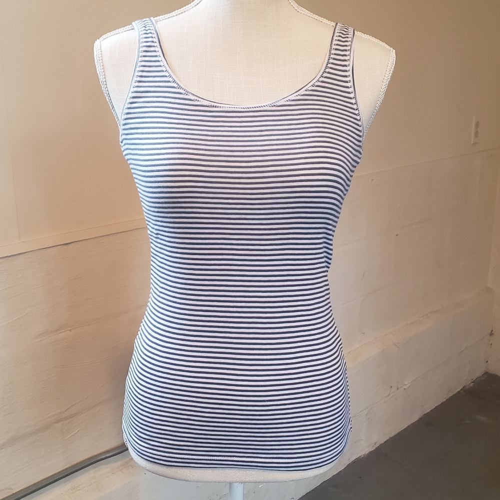 Loft blue/white stripe tank top